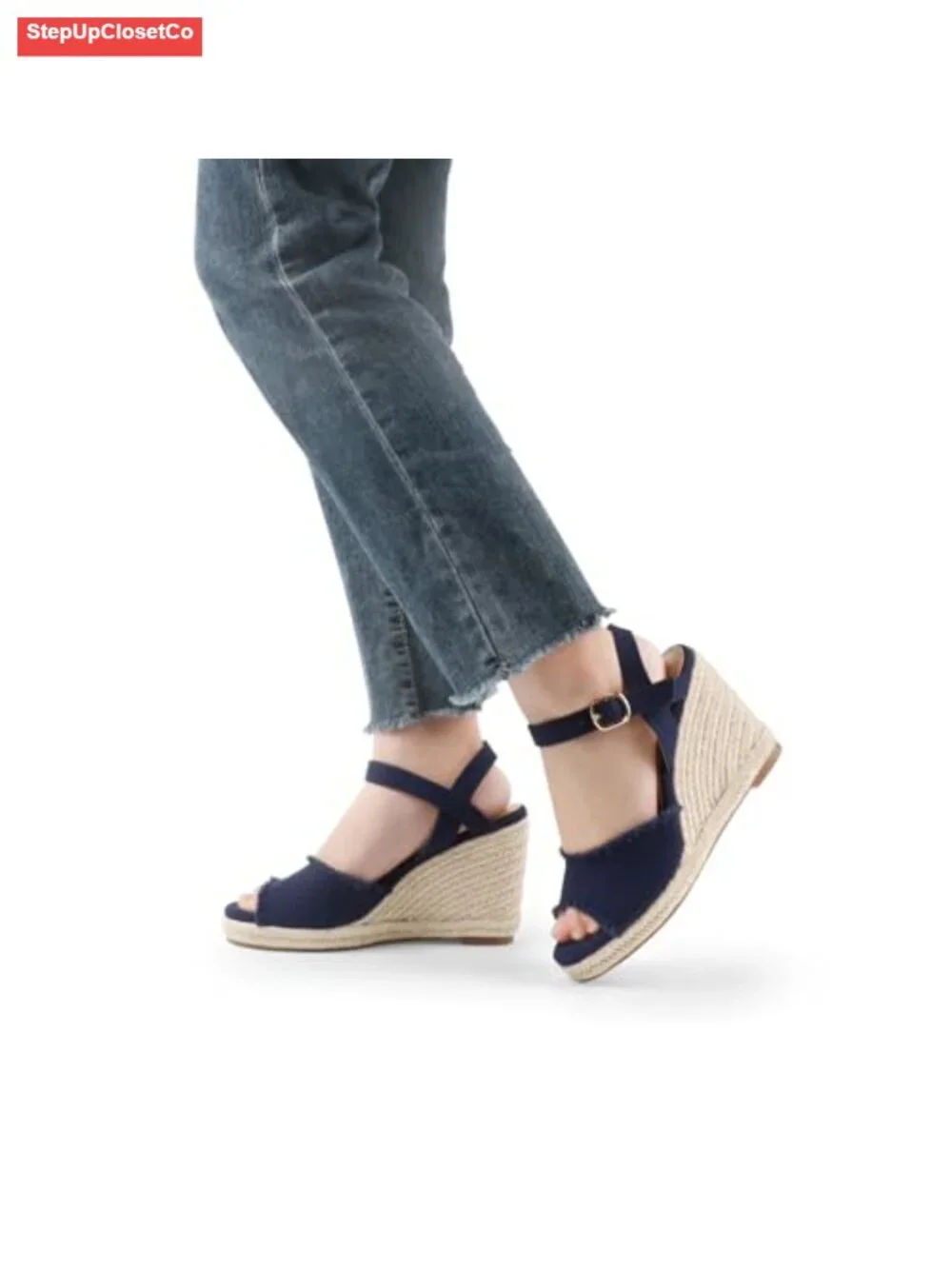 Women's 4in Platform Wedge Sandals Espadrille Ankle Strap Buckle